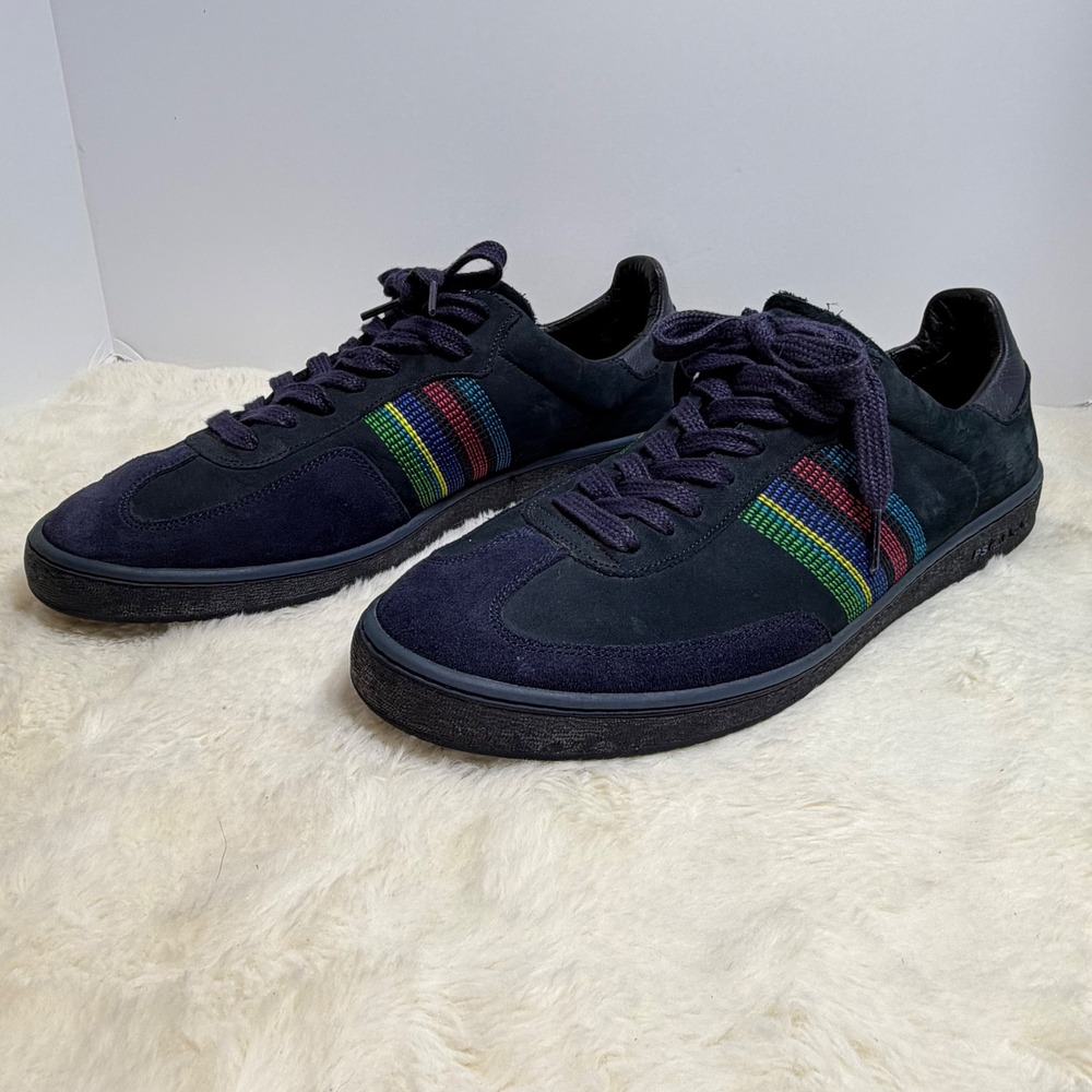 Paul Smith PS Yuki Shoes Mens Size 12 Blue Suede Striped Casual Sneakers 579243